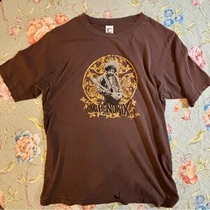 Jimi Hendrix 🎸 Vintage Short Sleeve Brown & Gold Graphic Tee Size Medium 🎸